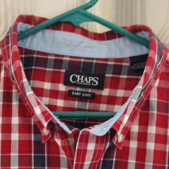 Chaps Men's Red and Blue Plaid Shirt 2XL - Picture 2 of 5